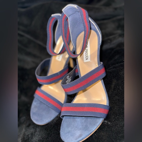 Steve Madden Blue and Red Heeled Sandals - Picture 2 of 14